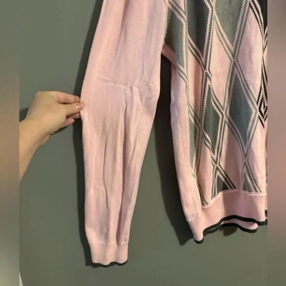 Hemisphere 89 size large men’s Pink and Gray Geometric Sweater 100% cotton - Picture 5 of 7